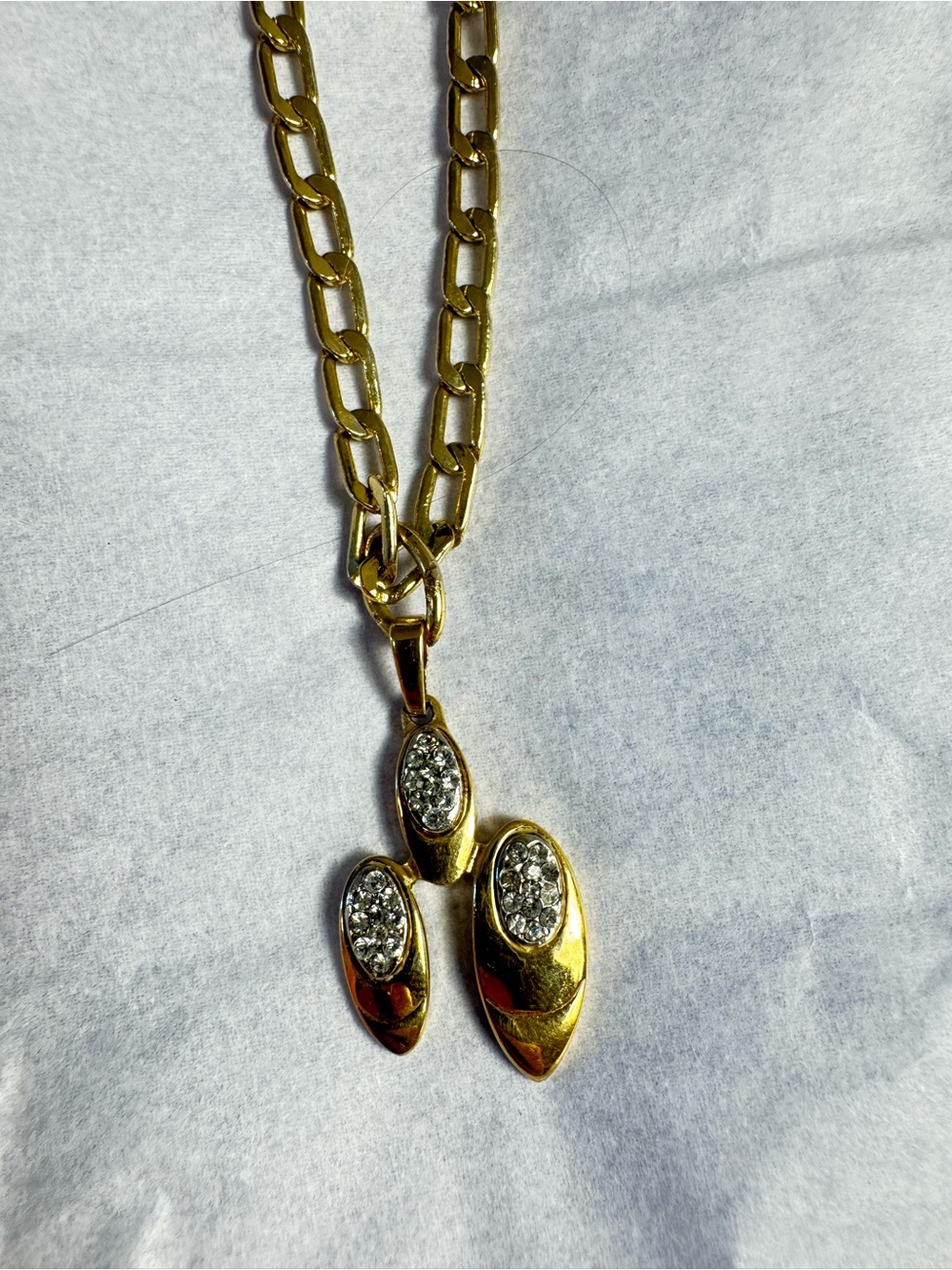 Valentino Gold-Tone Triple Pendant Necklace with Crystal Accents